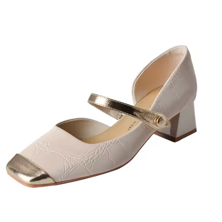 Zapatos Mary Jane de estilo francés para mujer, zapatos individuales con correa para la boca poco profunda, adecuados para caminar y bailar - 1