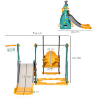 HOMCOM Tobogán Infantil con Columpio y Canasta de Baloncesto 3 en 1 para 18-36 Meses con Asiento Ajustable Parque Infantil para Interior y Exterior 152x149x107 cm Multicolor - details 2
