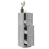 vidaXL Armario botiquín madera ingeniería 30x41x118 cm en color Roble ahumado/Marrón roble/Gris hormigón y más | almacenamiento funcional diseño moderno para baño dormitorio sala - details 7