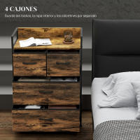 HOMCOM Mueble Organizador Cajonera de Tela con Cajones Plegables y Marco de Acero Estilo Industrial para Salón Recibidor Dormitorio Marrón Rústico - details 0