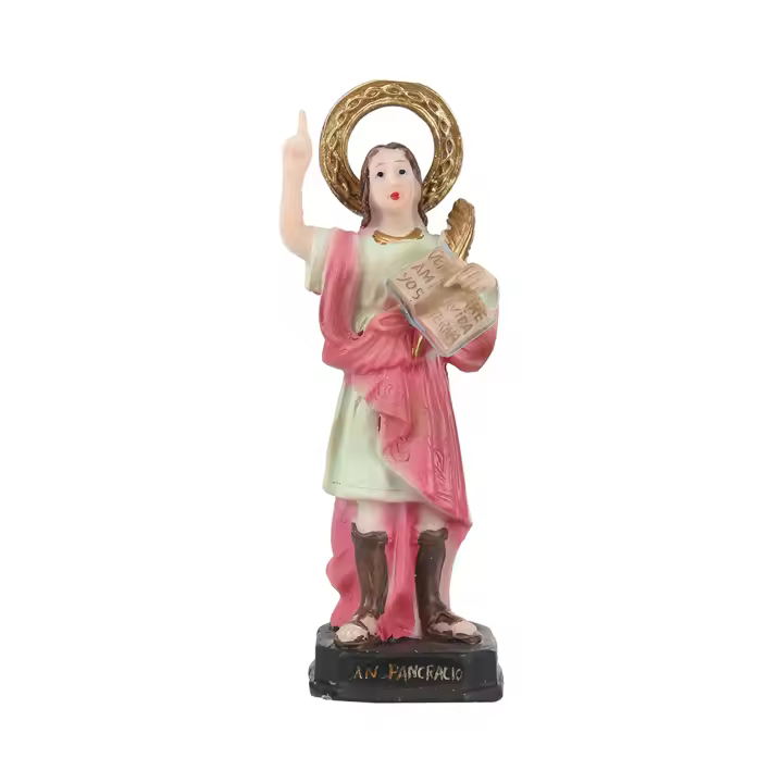 Figura San Pancracio. 3 Tamaños. Pack 1 o 2 Figuras de Resina, Imagen Religiosa. Adorno de Comedor, Salón, Capilla, Iglesia, Colegio, Habitación. Figura Religiosa Resina, Resistente. Perfecta para Regalo, Decoración Religiosa y del Hogar - 1
