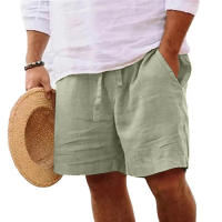 New Mens Cotton Solid Color Short Lightweight Gym Pants Linen Beach Shorts Men Jogging Sport Large Short Homme - details 4