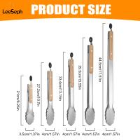 Pinzas De Alimentos Leeseph De Acero Inoxidable Para Cocina Barbacoa Y Asado Con Mango De Madera Resistentes Al Calor Y Fáciles De Limpiar Tamaño 7-16 Pulgadas - details 0
