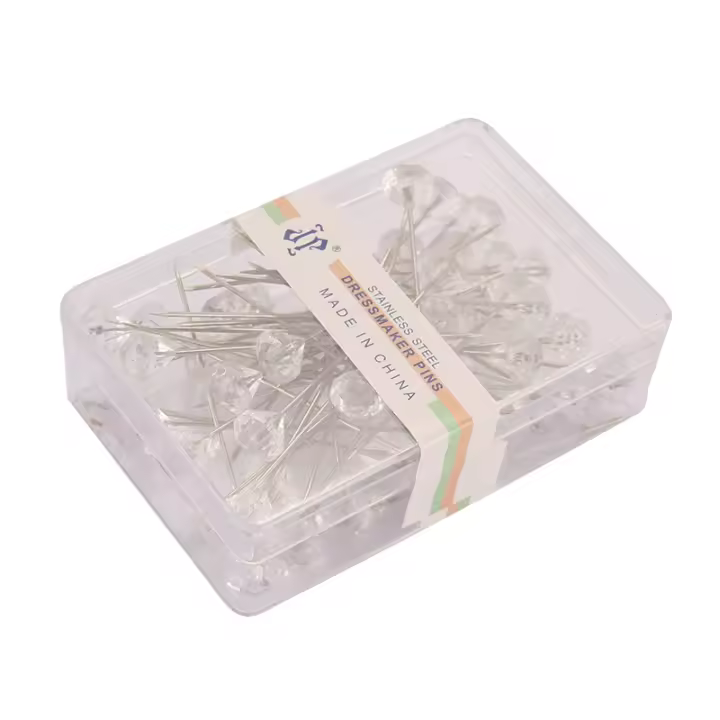 Alloy Pins Transparentes Para Boda Y Costura 50/100Pcs En Caja De Plástico Accesorios De Costura Y Punzón Para Bordado - 1