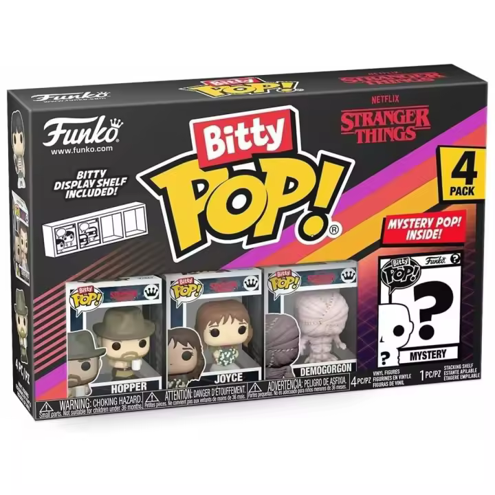 Funko Pop Bitty Stranger Things Pack 4 Mini Figuras con Hopper - 1
