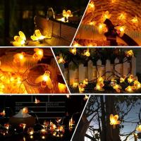 Luces solares de jardín, cadena de luces de hadas de abeja miel, 5 m, 8 modos, impermeable, iluminación de jardín para exteriores, césped, fiesta de verano, Navidad(blanco cálido) - details 0