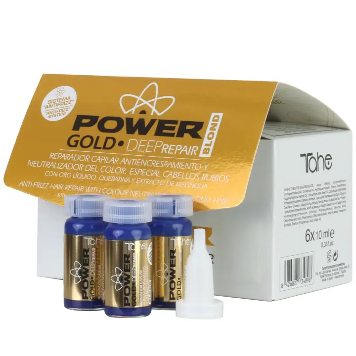 Tahe Power Gold Deep Repair Reparador antiencrespamiento Y Neutralizador Color Rubios 6x10ml - 1