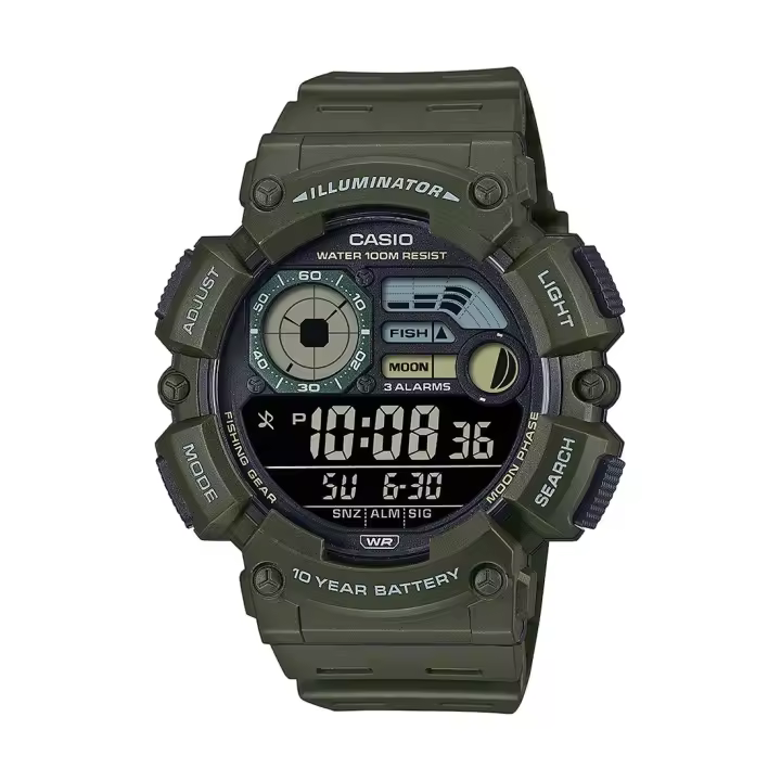 RELOJ CASIO WS-1500H-3BVEF FISHING GEAR PARA LA PESCA DE HOMBRE VERDE - 1