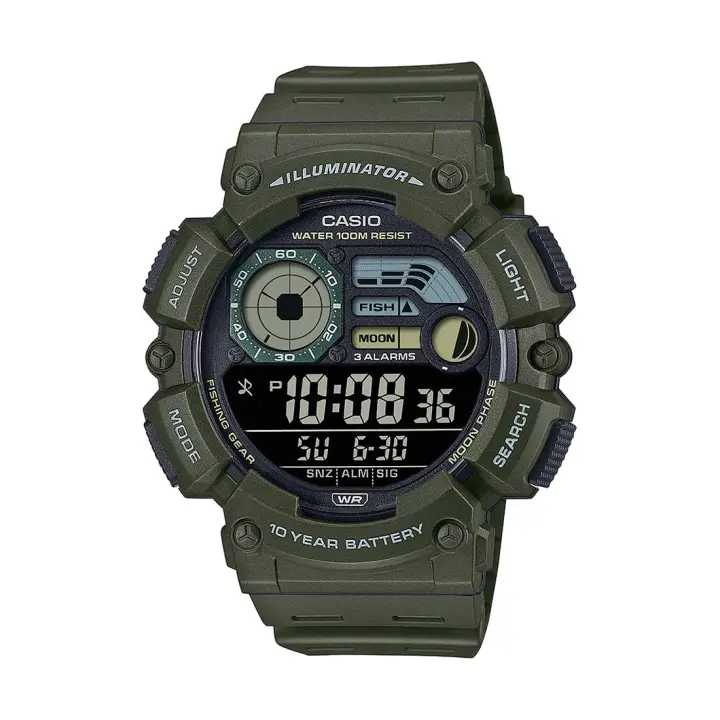 Reloj Casio WS-1500H-3 Fishing Gear para Hombre – Resistente al Agua, Ideal para Pesca y Aventura - 1
