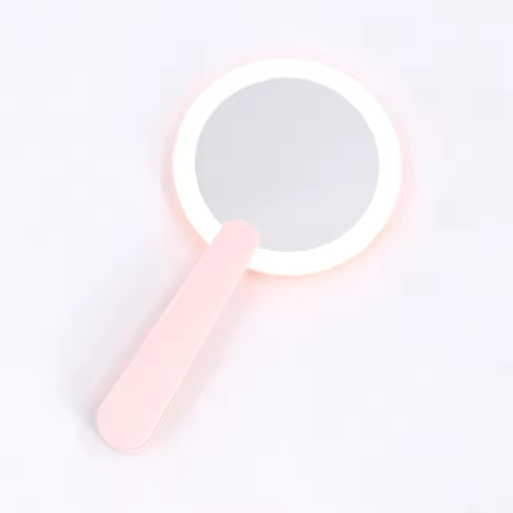 Espejo De Maquillaje Portátil Recargable Con Luz LED Rotativo Redondo Pequeño Y Plegable Para Viajes Espejo De Mano Con Luz USB - 1