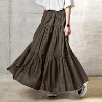 Vestido Maxi Vintage A-Line Para Mujer Color Sólido Casual Con Volantes Y Cintura Imperio Manga Larga Medio Ajuste Longitud Hasta El Tobillo - details 6