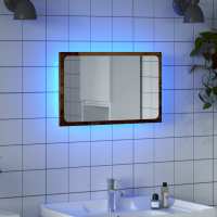vidaXL Espejo de baño acrílico brillo 60x8,5x37 cm en color Negro/Marrón roble/Roble Sonoma y más | decorativo de pared para baño dormitorio recibidor moderno - details 5