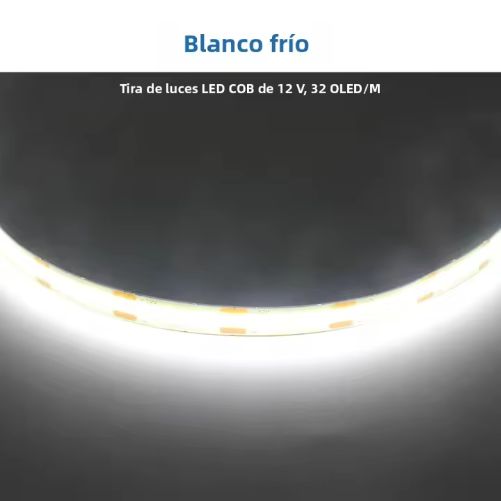 Tira De LED COB Flexible 5M 12V 8mm 320 Chips Alta Densidad Rojo Verde Azul Cálido Natural Frío Iluminación Lineal - 1