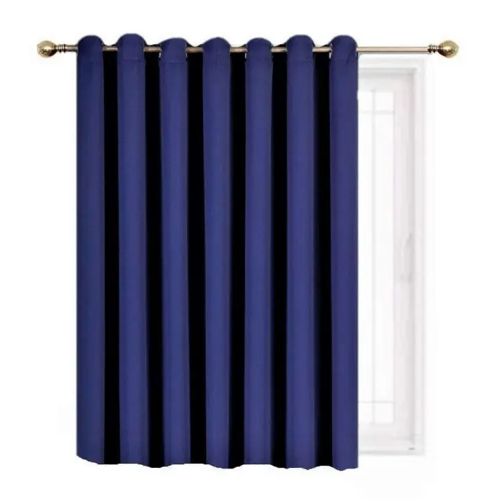 Navy Blue Solid Print Grommet Blackout Curtain, 1 x 84 in - 1