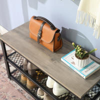 Banco zapatero con asiento y 3 niveles, estantería para zapatos con marco de metal, ideal para entrada, sala de estar y pasillo, 73x30x45 cm - details 5