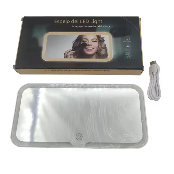 Espejo De Maquillaje Para Visera De Coche SEAMETAL Pantalla Táctil Con Luz Ajustable Y 3 Colores Universal Para Todos Los Modelos De Coche - 1