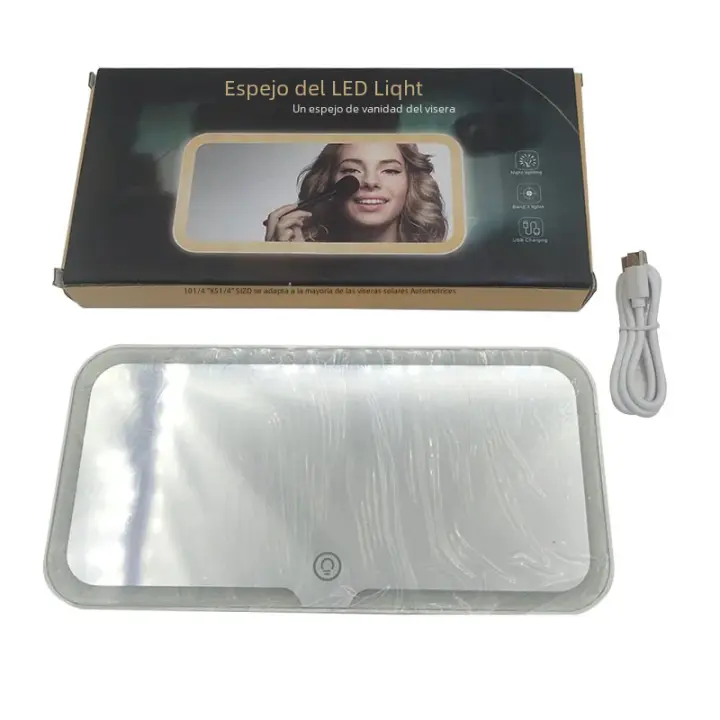 Espejo De Maquillaje Para Visera De Coche SEAMETAL Pantalla Táctil Con Luz Ajustable Y 3 Colores Universal Para Todos Los Modelos De Coche - 1