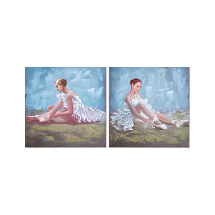 Presume de Casa - Juego de 2 Oleos Bailarinas Sentadas Tutu Blanco 60*60 - 1