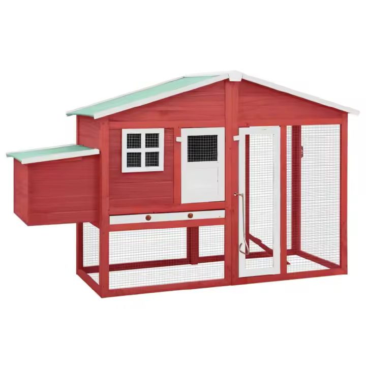 vidaXL GALLINERO CON PONEDERO MADERA MACIZA ABETO ROJO Y BLANCO - 1