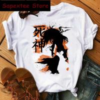 Camiseta Kawaii De Anime Japonés Bleach Con Graficos De Kurosaki Ichigo Y Zaraki Kenpachi Harajuku Para Mujer Camiseta De Algodón Y Poliéster Con Estampado De Dibujos Animados - details 6