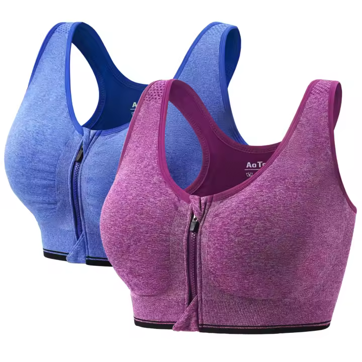 2 sujetos con Cremallera frontal y almohadillas extraíbles para Mujer, camiseta para correr, camiseta sin Mangas para yoga (S) - 1