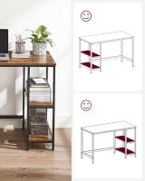 Escritorio Industrial con 2 Estantes Ajustables - Mesa de Trabajo para Oficina o Salón, Estructura de Acero, Marrón Rústico y Negro Tinta - details 9