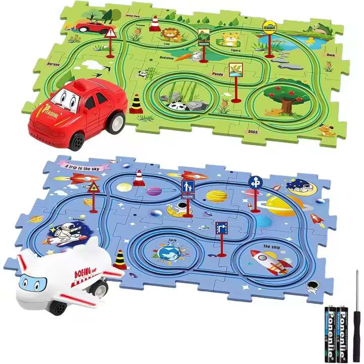 Juego de 2 autos de Carreras Educativos para niños, pista de Juguete, rompecabezas, Railway Ruta, Educational juego, Gift, Juguete adortado para niños de 2, 3, 4, 5 Y 6 años. - 1