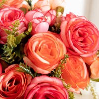 Bouquet De Rosas Artificiales De Seda Para Decoración De Hogar Y Fiestas Falsas Flores Para Vaso Exterior Decoración De Otoño Para Boda Y Holiday - details 5