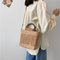 Bolso de Mujer JIOMAY 2023 Verano Bolsos de Mano de Diseñador Bolso de Hombro de Playa con Mango de Madera Cierre de Cordón Tejido de Poliéster - details 20