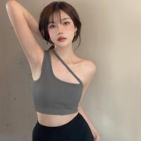 Top De Manga Corta Suave Camiseta Con Almohadillas Tube Strappy One Shoulder Tees Basic Harajuku Para Mujer Casual Verano - details 2