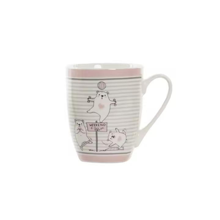 Taza de Porcelana New Bone 12 x 8 x 11 cm Item - Capacidad 350 ml - Diseño Multicolor Osos - Apta para Lavavajillas y Microondas - Ideal para Café, Té y Bebidas Calientes - Resistente y Duradera - Perfecta para Uso Diario - 1