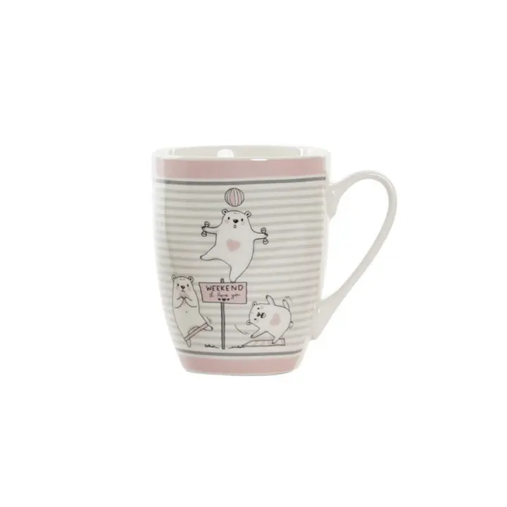 Taza de Porcelana New Bone 12 x 8 x 11 cm Item - Capacidad 350 ml - Diseño Multicolor Osos - Apta para Lavavajillas y Microondas - Ideal para Café, Té y Bebidas Calientes - Resistente y Duradera - Perfecta para Uso Diario - 1