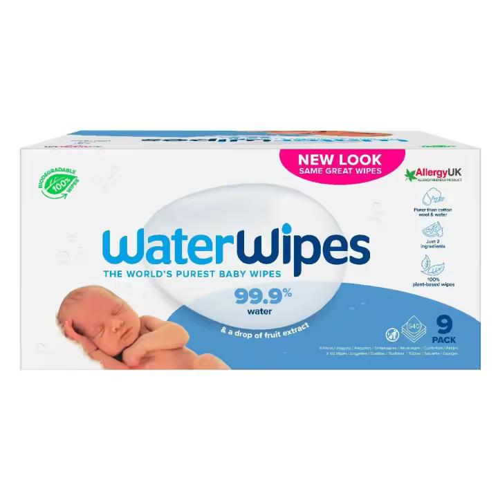 Toallitas de Bebé Waterwipes BIO para Piel Sensible 9x60uds - 1