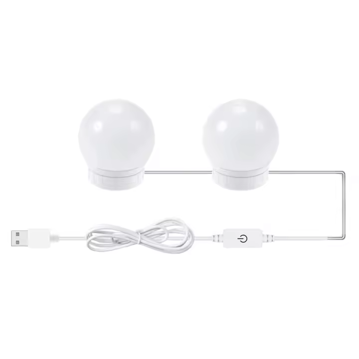 Espejo de maquillaje Hollywood con luces USB, 10 bombillas, 3 modos de iluminación, para mesa, montaje en pared (solo bombilla incluida) - 1