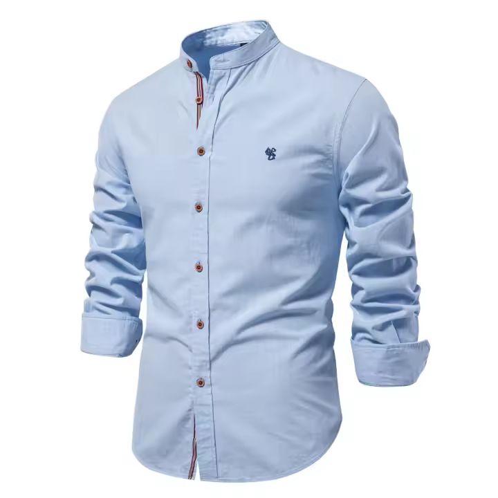 Camisa AIOPESON Para Hombre 100% Algodón De Calidad Superior Estilo Casual Manga Larga Color Sólido Primavera Y Otoño - 1