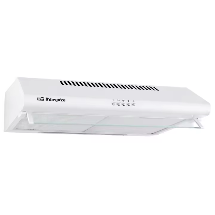Campana standard Orbegozo 60 cm ST 07260 D BL, 3 niveles de potencia, 1 bombilla LED, 2 filtros aluminio desmontables, extracción 328,1 m3/h, clase energética C, 2 motores de 60 W - 1