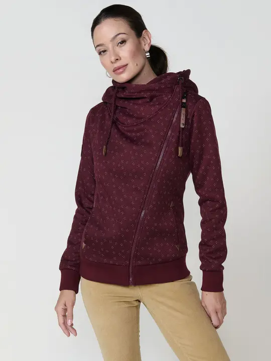 Koroshi - Sudadera con capucha cruzada de felpa y polar interior para mujer, diseño urbano versátil 2522SU02 - 1