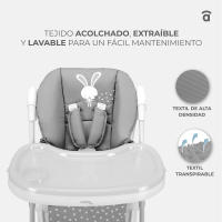 Asalvo Trona con Ruedas Conejito – Trona Evolutiva con Altura Ajustable, Respaldo Reclinable, Bandeja Doble Extraíble, Arnés de 5 Puntos y Ruedas con Freno - details 2
