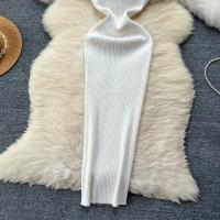 Vestido Bodycon Elegante Para Mujer Vestido Maxi De Verano Con Cuello En V Y Manga Corta Vestido Knit Elasticidad Alta Silueta Ajustada - details 7
