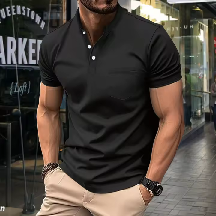 Nuevos helbres tops Camiseta de moda Slim Stand-up Cuello dot - 1