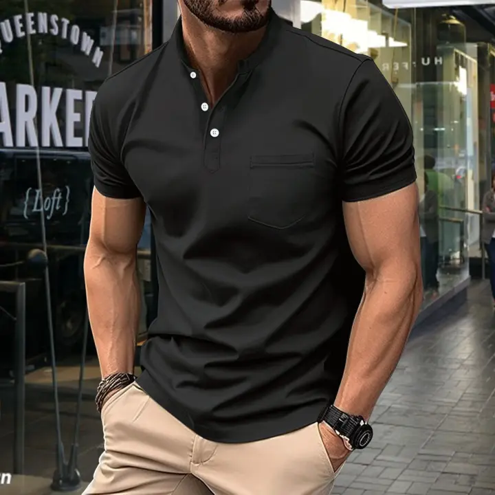 Nuevos helbres tops Camiseta de moda Slim Stand-up Cuello dot - 1