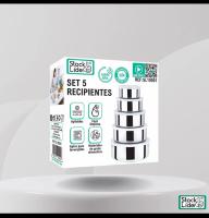 Set de 5 Recipientes de Acero Inoxidable Prácticos Resistentes y Elegantes para Cocina Almacenamiento Diario-Euroxanty- - details 1