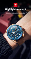 Reloj De Cuarzo Para Hombre OLEVS Con Fase Lunar Calendario Óptimo Resistente Al Agua Y Luz Piel Marrón Correa De Cuero Reloj De Mano Para Hombres - details 12