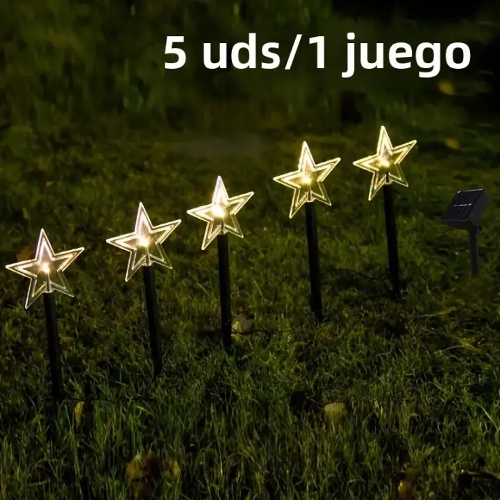 Juego De 5 Luces Solares Para Arbol De Navidad Decorativas Instalación En Terreno Exterior Jardín LED Para Courtyard - 1