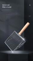 Shovel De Arenero Para Gatos Con Mango De Madera Y Gancho Portátil Escobilla De Acero Inoxidable Herramienta De Limpieza Para El Toilete De Gatos - details 6