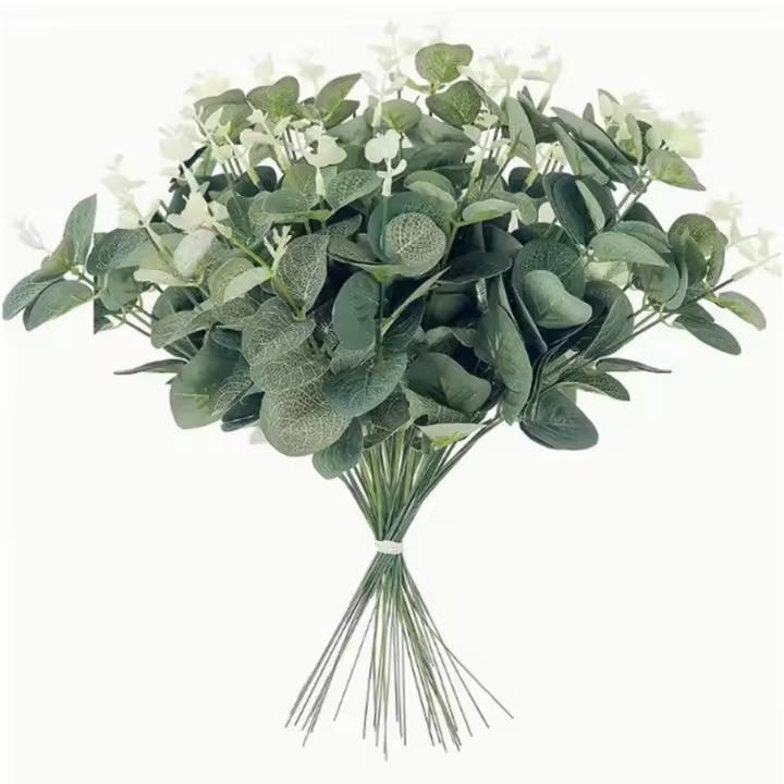 5/10/20Pcs Hojas De Eucalipto Artificiales Ramas Silver Dollar Flores Falsas Para Decoración De Bodas Y Eventos - 1