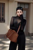 Bolso De Hombro Para Mujer En Cuero Genuino Split Tamaño Grande Color Marrón Y Negro Estilo De Lujo Y Moda Bolso Cruzado - details 27