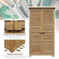 Outsunny Cobertizo de Madera 0,31 m² 87x46,5x160 cm Armario Exterior de Madera con 2 Puertas y 2 Estantes Interior - details 5