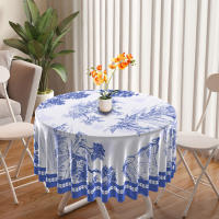 Mantel Redondo De Porcelana Azul Y Blanco Retro Impermeable Para Mesa De Comedor Exterior Hotel Fiesta Tamaño 160x160cm - details 4