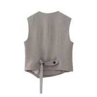 Conjunto De Dos Piezas Para Mujer TELLHONEY Moda V-Neck Cierre Frontal Zipper Pantalones De Pierna Ancha Contraste Casual Polyester Primavera/Verano - details 3